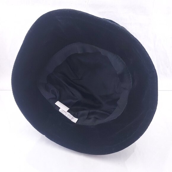 Vintage Lord & Taylor Black Pillbox Bucket Velvet Velour Hat Barret Womens - Picture 5 of 7